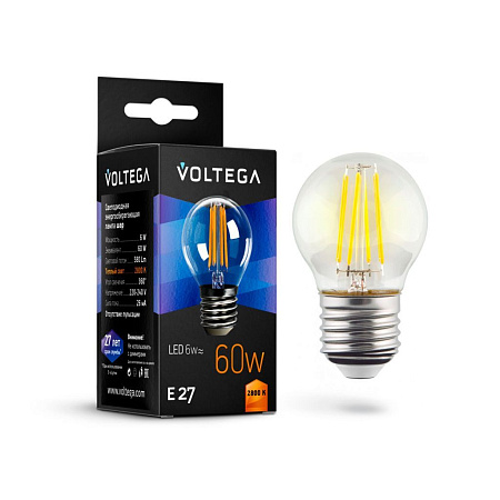 Филаментная лампа Voltega Globe E27 6W 2800K 7023 Филаментная лампа Voltega Globe E27 6W 2800K 7023