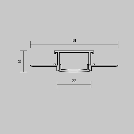 Рассеиватель для профиля 61×14 (Чёрный, 2 м), Maytoni ALM-6114-B-DF-2M 642014